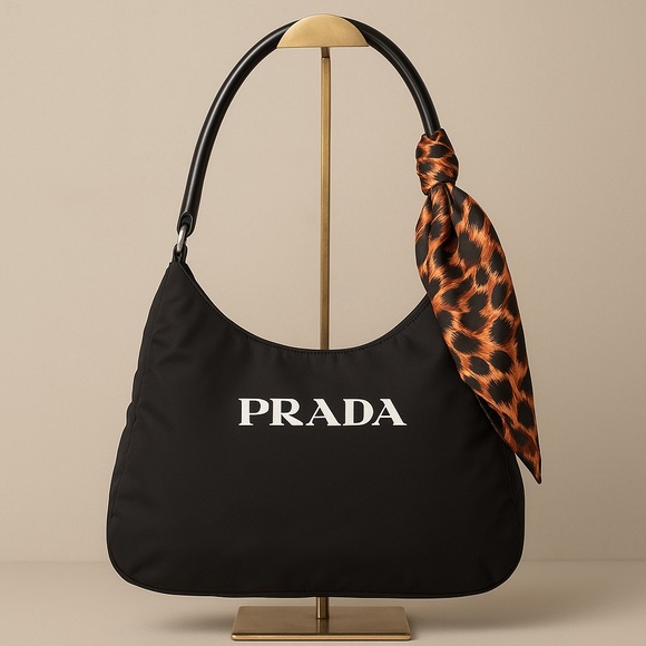 Prada Black Shoulder Bag with Leopard Accent - Picture 1 of 14